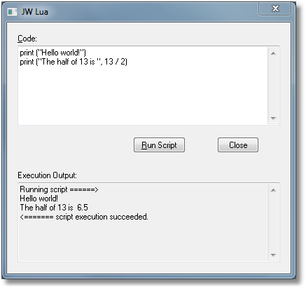 JW Lua Window JW Lua Window